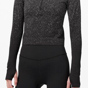 Lululemon Rest Less Cropped Half-Zip Herringbone Black/White Size 8 EUC